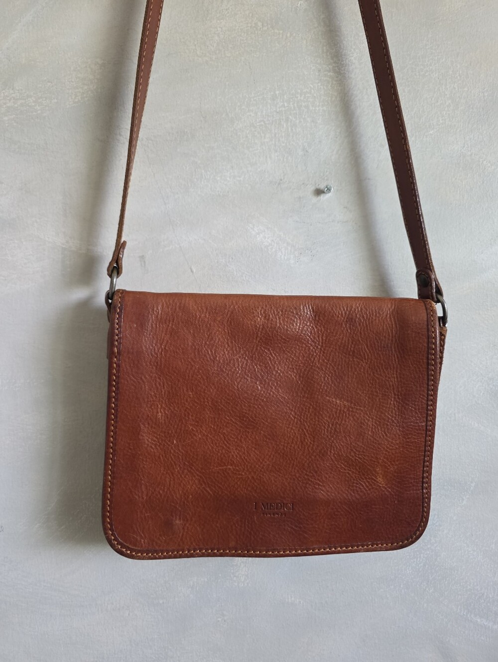I Medici Asti Small Messenger Bag Leather Made In Italy Crossbody 10x8x3